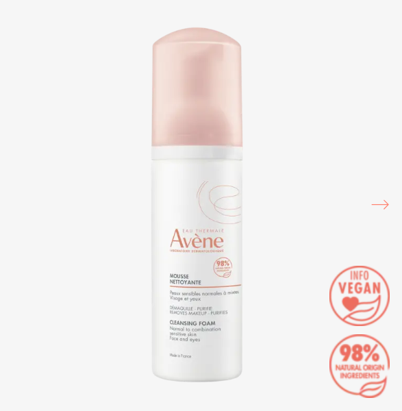 AVENE  Mousse nettoyante 150ML	GEL NETTOAYANT / PEAU SENSIBLE