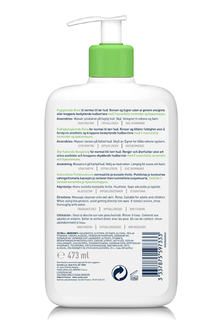 CeraVe Crème Lavante Hydratante PEAU SECHE SPF 30 236ML	CREME NETTOYANTE/ PEAU NORMAL A  SECHE