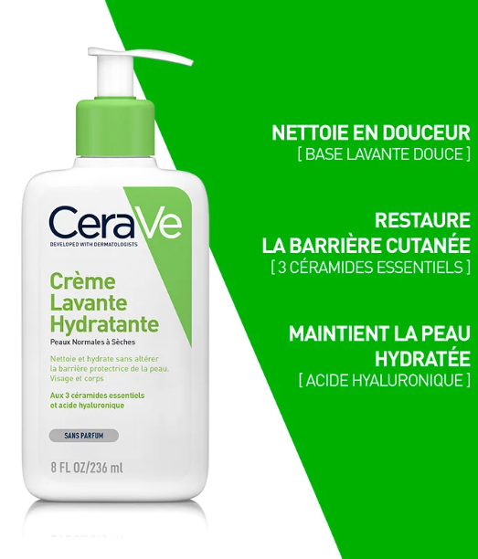 CeraVe Crème Lavante Hydratante PEAU SECHE SPF 30 236ML	CREME NETTOYANTE/ PEAU NORMAL A  SECHE