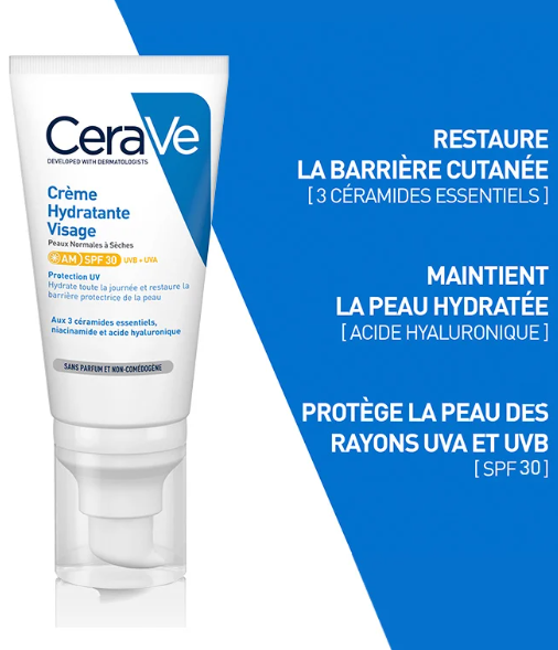 Cerave Crème Hydratante SPF 30 89ML JOUR	CREME HYDRATANTE EMULSION / PEAU SECHE