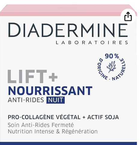 DIADERMINE CREME NUIT LIFT+ÉLASTINE  50ML	CREME SERUM SOIN ANTI AGE