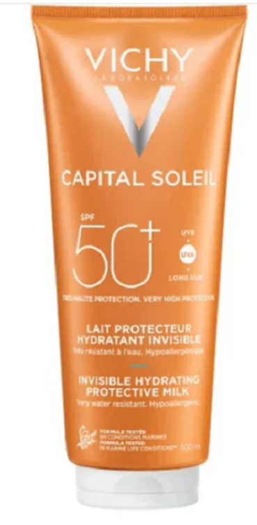 VICHY CAPITAL SOLEIL SPF 50 LAIT PROTECTEUR HYDRATANT INVISIBLE 300ML	ECRAN TOUT TYPE DE PEAU